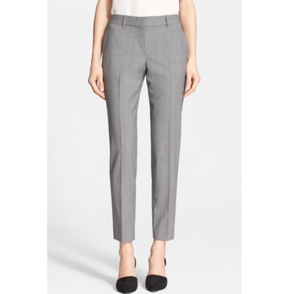 Theory Testra Wool-blend Gray Straight Leg Pants 4